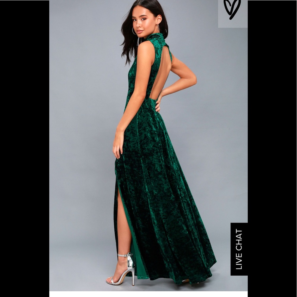 Dark green velvet dress from LuLus